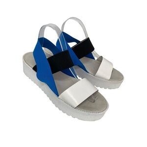 Sixtyseven Platform Sandals Womens 40 Blue White Black Elastic Flatform Good